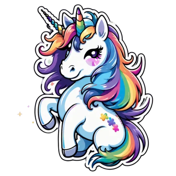 Lola das bunte Traum-Einhorn - 4K PNG Illustration für Fantasiewelten und Einhornfans