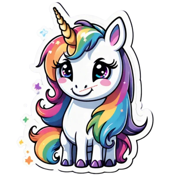 Lilly ein verspieltes Regenbogen-Einhorn - 4K PNG-Zauberwesen für fantasievolle Dekoration