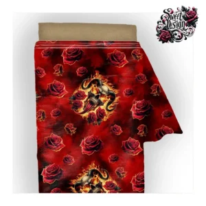 Red Fire Skull & Roses HP6