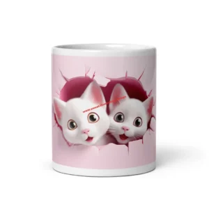 Heartfelt Purr-peek – Weiße Glänzende Tasse