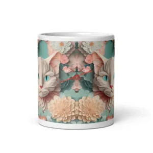 Blütensanftes Katzenportrait - Weiße Glänzende Tasse