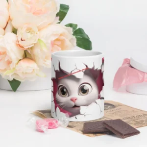Mauerblümchen-Miez – Weiße Glänzende Tasse