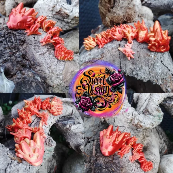 Firestorm Flexi-Dragon - Bewegliche 3D-Druckfigur in Metallic-Orange