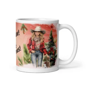 Western Xmas - Weiße, glänzende Tasse